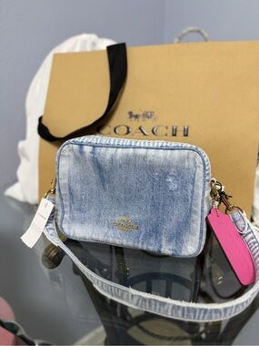 Coach Loved Denim Carey Crossbody Bag with Pink Tag